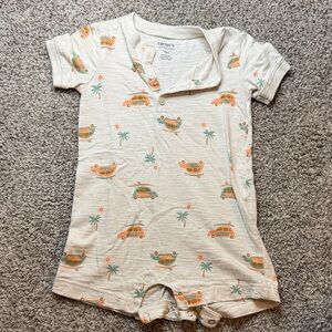 Carter's Cream Romper with Orange and Green Print